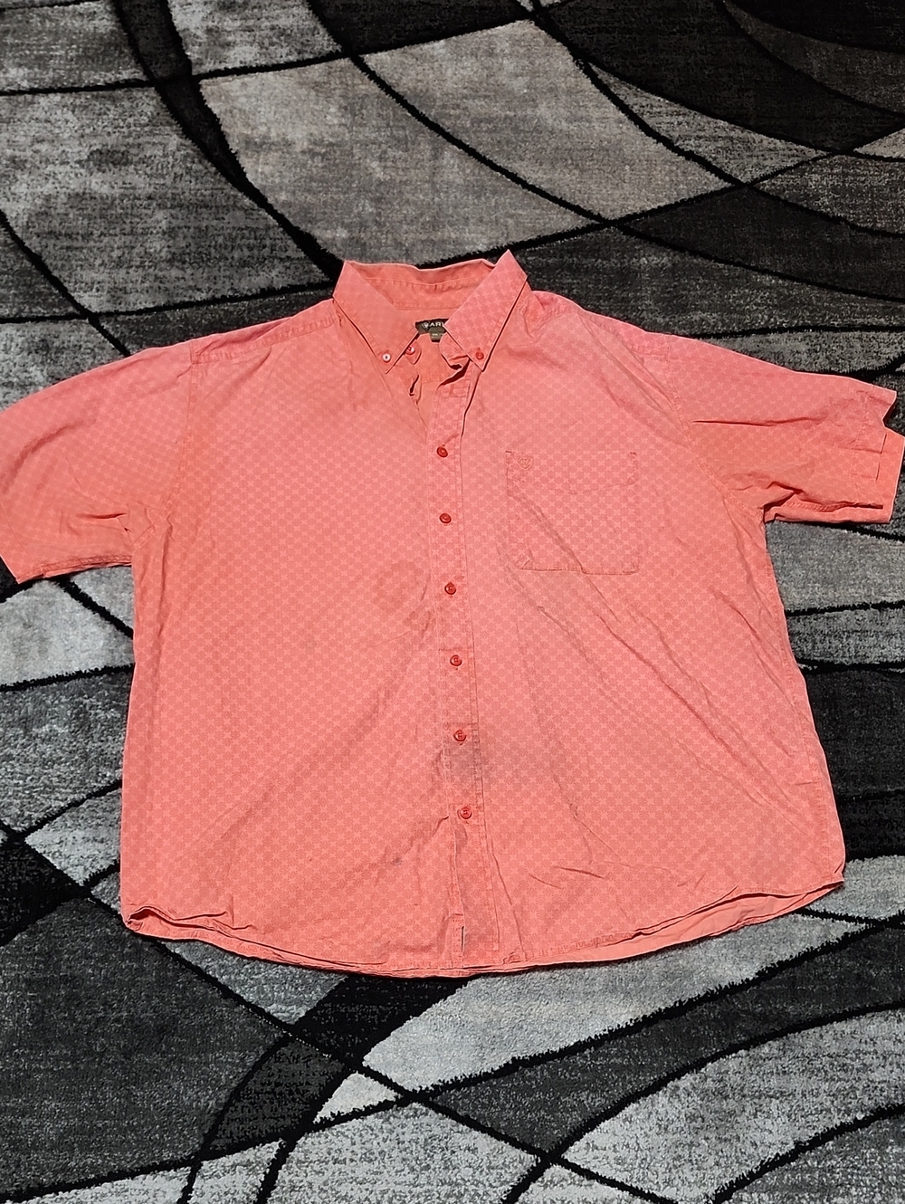 ARIAT WESTERN-STYLE COTTON SHORT-SLEEVE BUTTON-DOWN WORK SHIRT